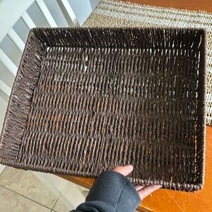 Brown wicker tray